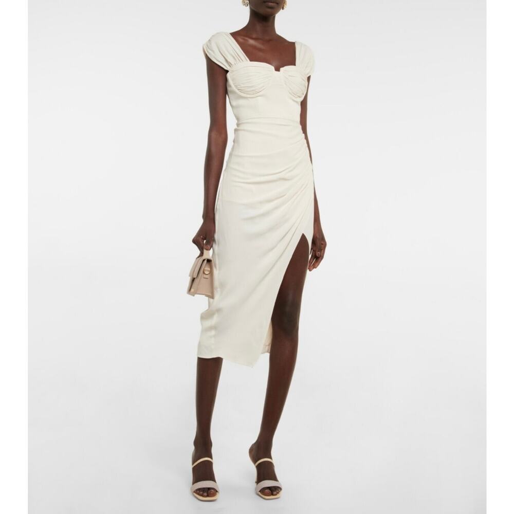 Self-Portrait Stretch Crepe Midi Dress Ivory Size 6